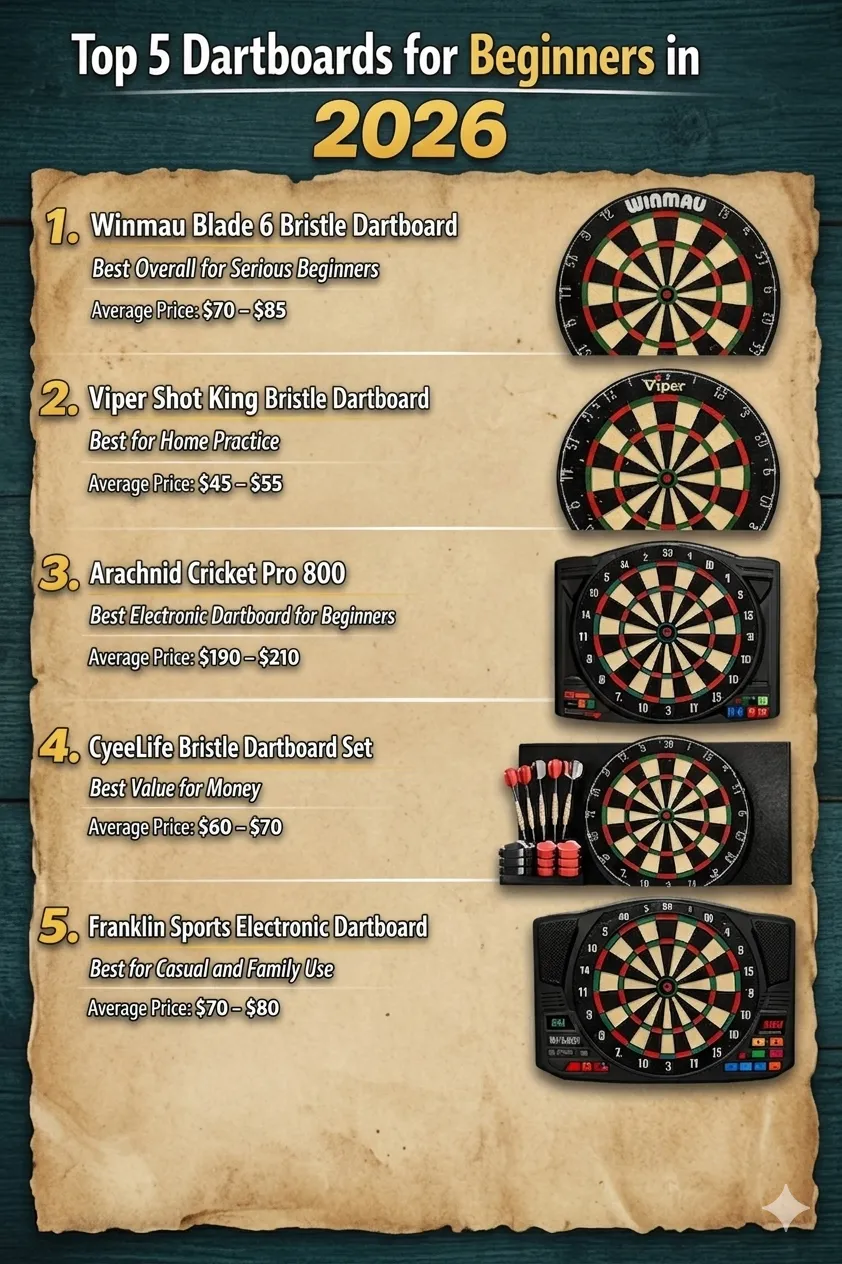 Top-5-Dartboards-for-Beginners-in-2026 Best Dartboards for Beginners in 2026 – Complete Buying Guide